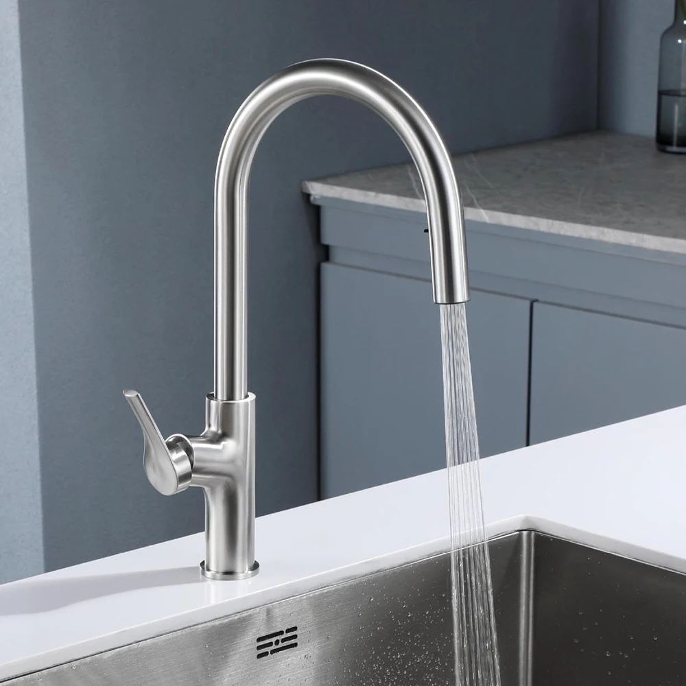 

Kitchen Sink Mixer Faucets 304 Stainless Steel Material pulling Down Cold & Hot Water, Goden ,Matte Black ,Gun Grey and Grey