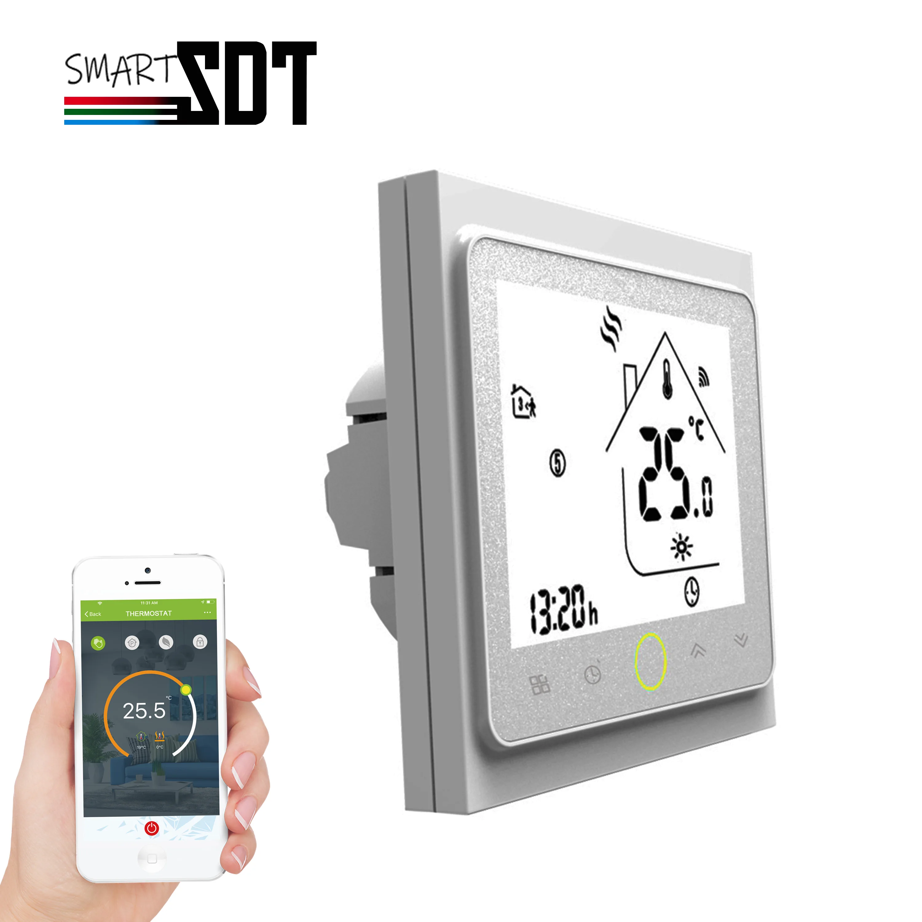 WIFI/ZIGBEE/RS485 Smart Winter Thermostat Heating for NC/NO Valve,Dry Contact Boiler,16A Electric Heat Works Alexa Google Yandex