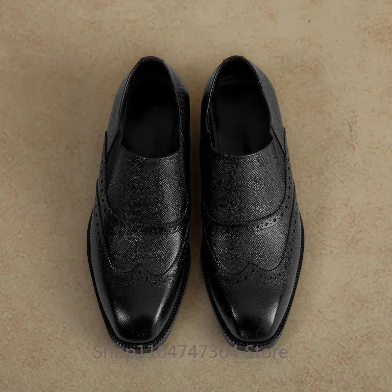 High End Fashion Black Gentleman Dress Shoes Men's Cowhide Business Commuting British Casual Genuine Leather Oxfords Male