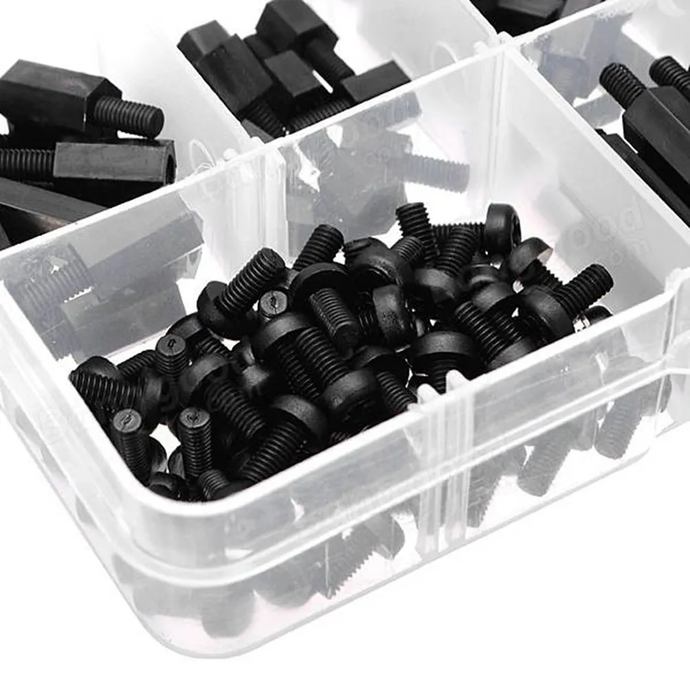 180Pcs Nylon Screw Nut Stand-Off Combo Set Robust Nylon Construction Fastening Kit for Electronics Computers Pcb DIY Repair