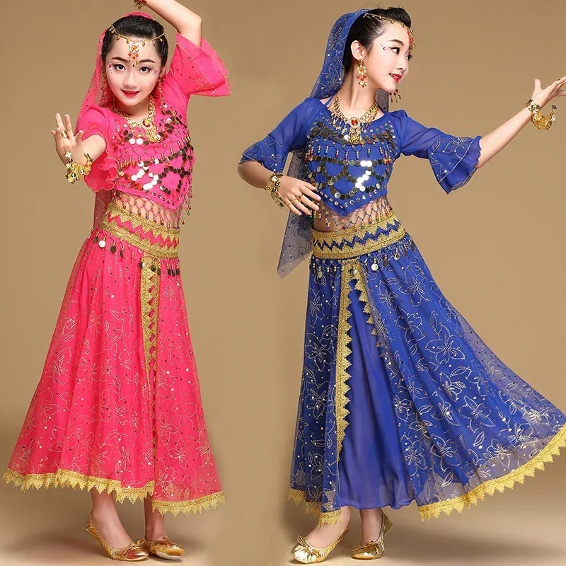 Costume de danse du ventre pour enfants, robe de danse indienne pour enfants, vêtements de danse pour filles