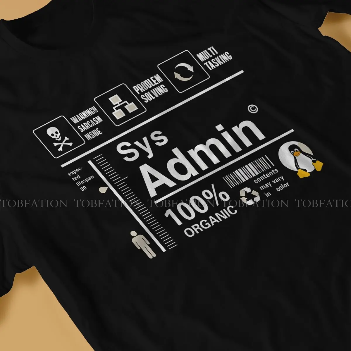 Linux Kit Infographic Sys Admin Penguin Hipster TShirts Computer Cpu Core Men Pure Cotton Streetwear T Shirt Round Neck Big Size