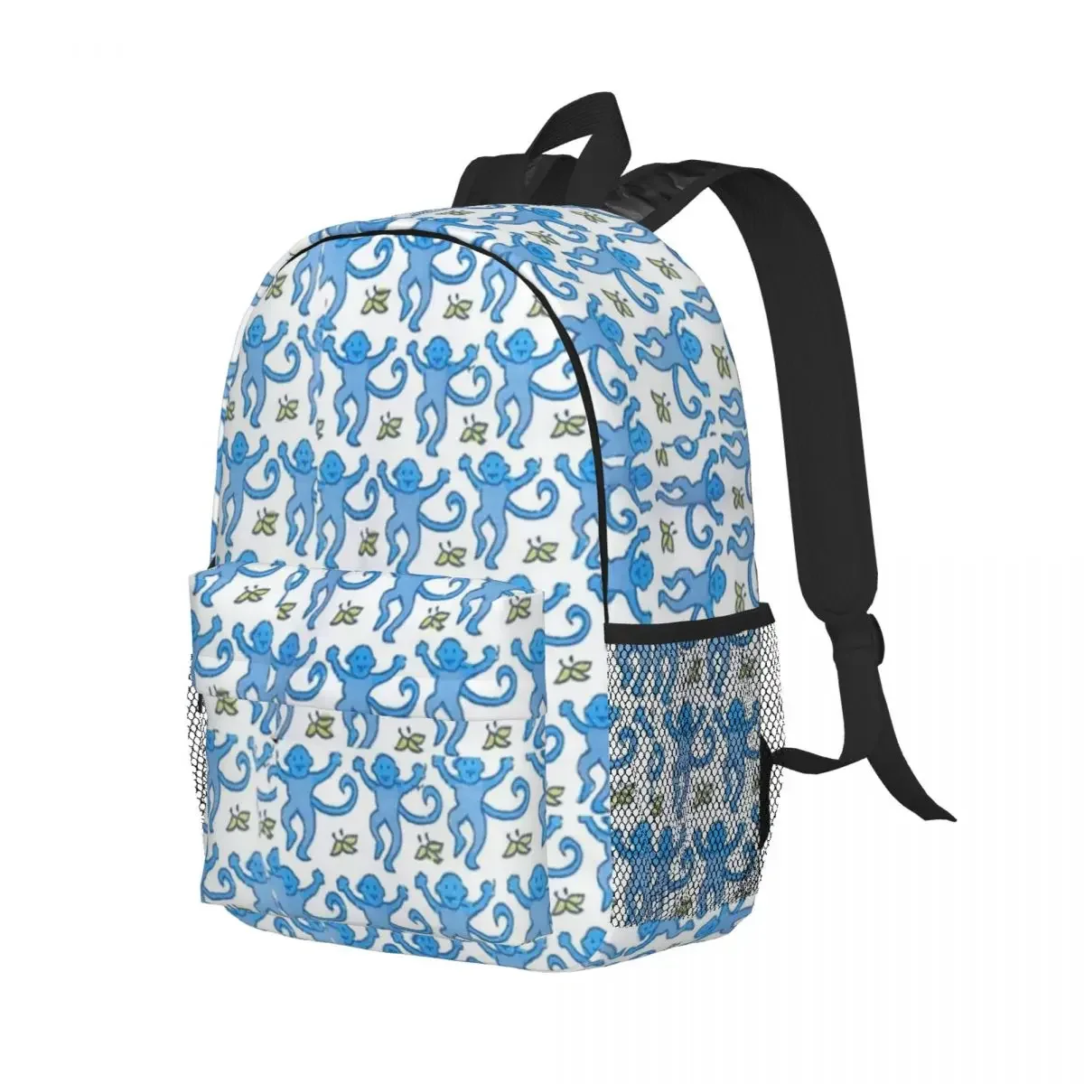 Sacs à dos de singes preppy bleus pour garçons et filles, cartable de dessin animé pour étudiants, sacs d'école, sac à dos de voyage, sac initié, grande capacité