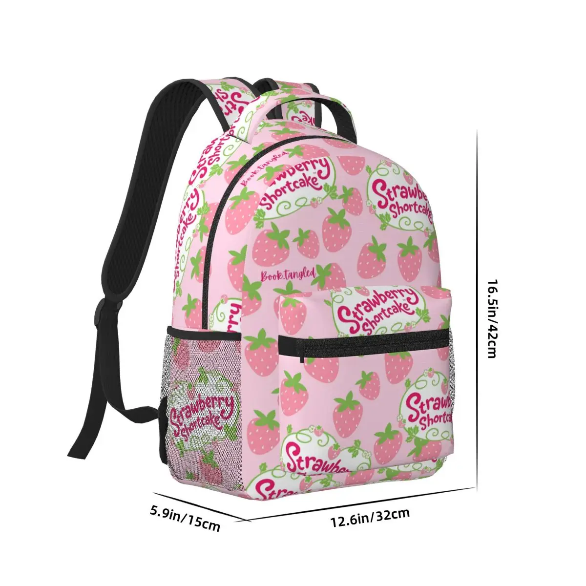 Cute-Cartoon-Strawberry Backpack for Men Women Fashion High School Hiking Travel Daypack College Shoulder Bag Outdoor 17in