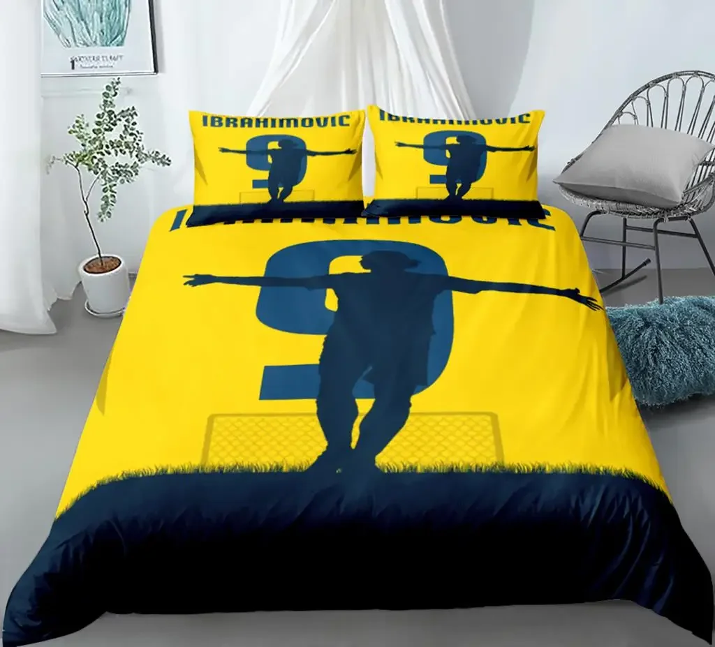 Soccer Player King Queen Duvet Cover Football Jersey Number Bedding Sets for Boys Ball Sport Game 3pcs Polyester Quilt Cover