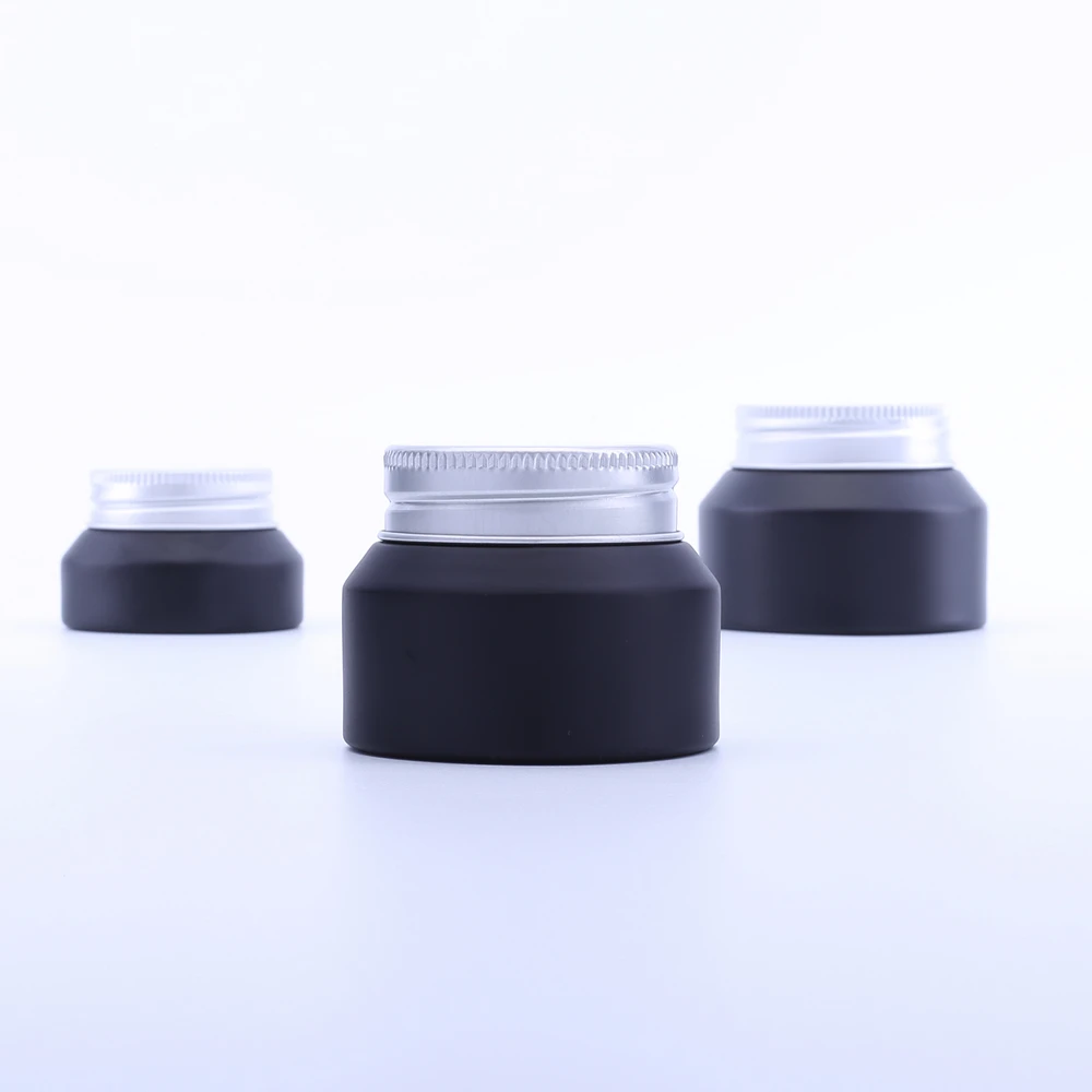 

15G 30G 50G Black Empty packing botellas rellenables Glass Cosmetic Jars Makeup Container Lotion Bottle Vials Face Cream 200PCS