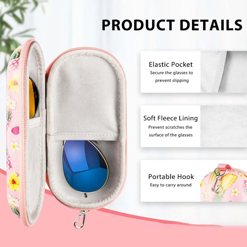 Portable 2 Slots Glasses Organizer Fruit Printed / Black EVA Double-layer Eyewears Storage Box Large Capacity Anti-scratch