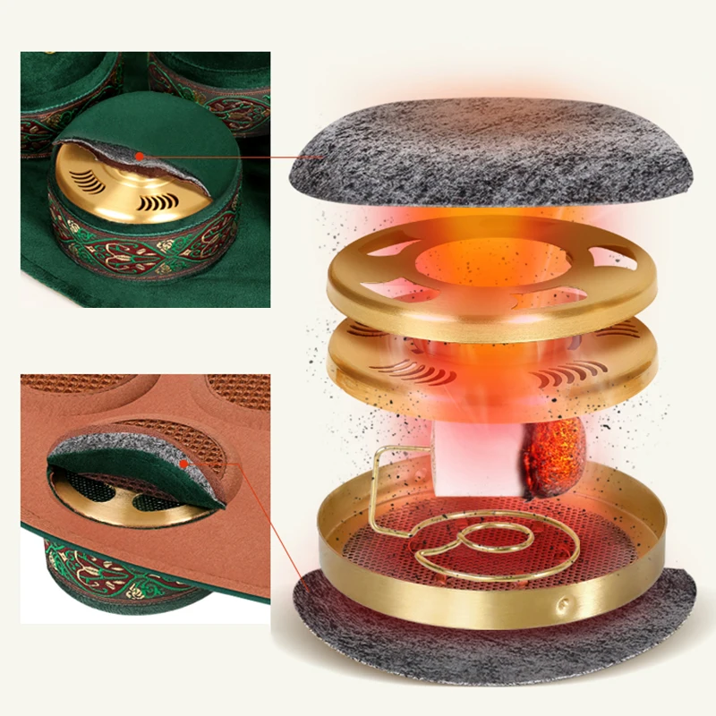 1PCS Brass Copper Box Smokeless Moxibustion Bag hierbas medicinales Burner Moxa Therapy Body Acupoint Meridian Warm Massage ACC