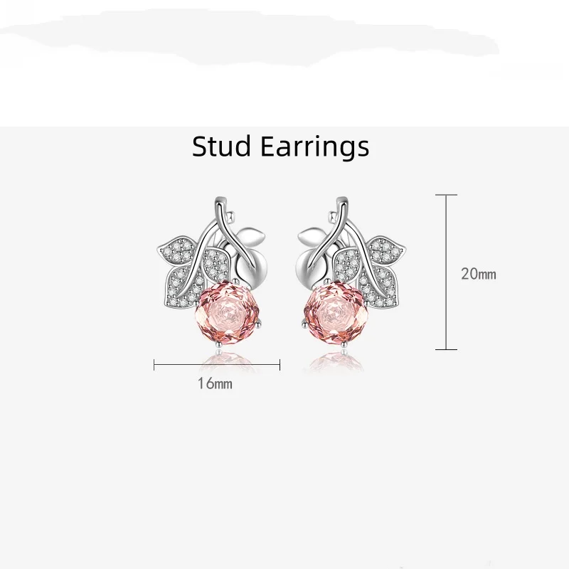 S925 Sterling Silver 3‑Piece Set, Padparadscha Cubic Zirconia Millennium Rose Cut Ring Earrings Pendant
