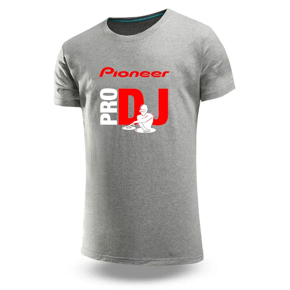 2024 Summer Men's DJ Pioneer PRO Logo Printed Quick Drying Round Neck Solid Color Loose Comfortable Cotton Ordinary Short Sleeve