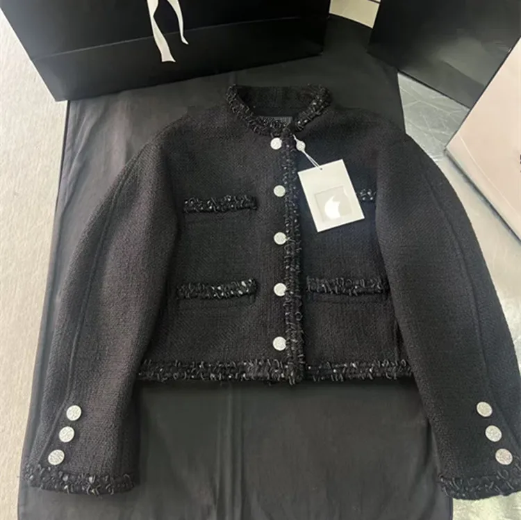 Customization European and American women's clothing - 2026 winter new styles Long-sleeved black single-button tweed coat