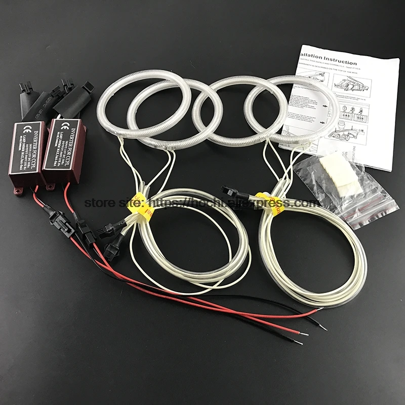 HochiTech for Audi S8 Second Generation 2002-2009 WHITE 6000K CCFL Headlight  Angel Demon Eyes Kit Angel Eyes Light