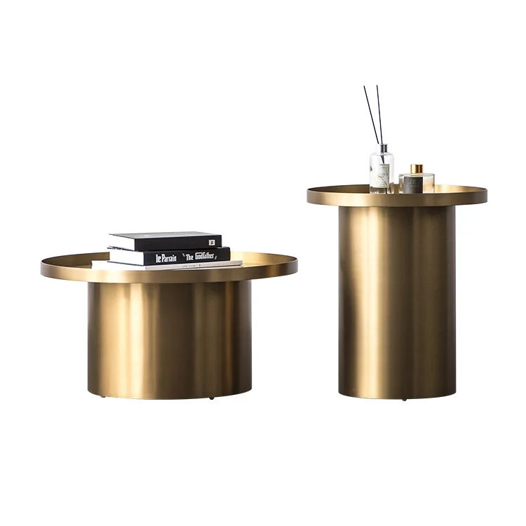 

Nordic, stainless steel, metal, round, coffee table, combination, light luxury, living room