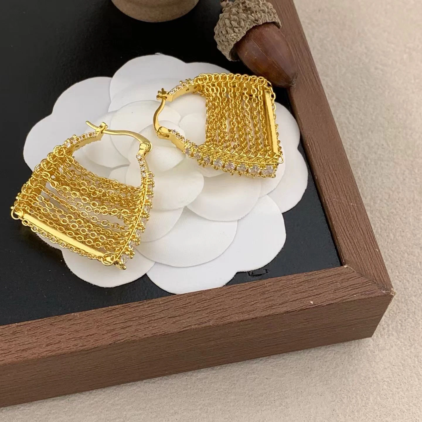 

Trendy Vintage Gold silver chain bag earrings for women's girl gift Party Jewelry accessory