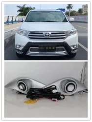 LED Fog Lights Assembly For  Toyota Highlander  2012 2013 2014 Front Bumper Fog lamp Replacement Angel Eye Daylight Accessories