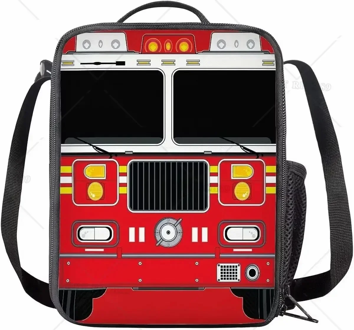 Cute Cartoon Car Fire Truck Insulated Lunch Bag for Kids Boys Girls Reusable Large Capacity Lunch Box Cooler Bag for Outdoors