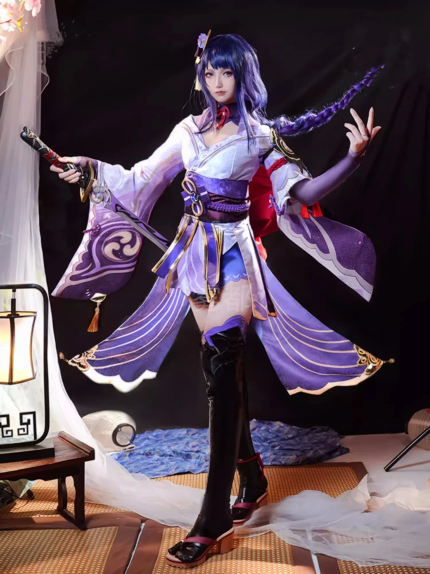 

КосплейGenshin Impact Raiden Shogun, карнавальный костюм, парик, униформа, полный комплект, игровой костюм, аниме, карнавальная праздничная одежда на Хэллоуин