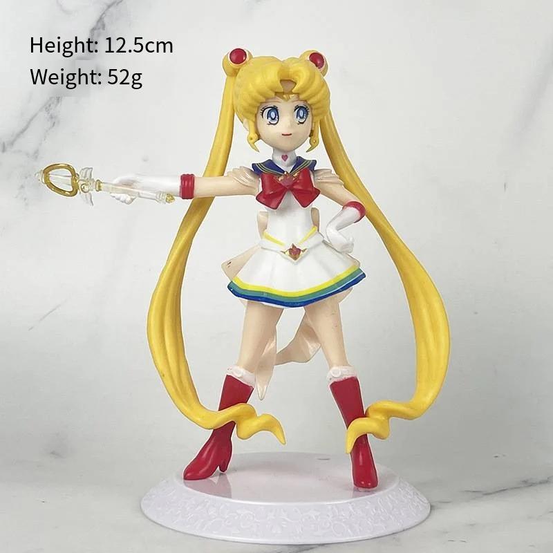 Kawaii Anime Sailor Moon Figures Tsukino Usagi Chibiusa Figur Pvc Toy Model Hand Made Anime Dolls Toys Gifts for Kid