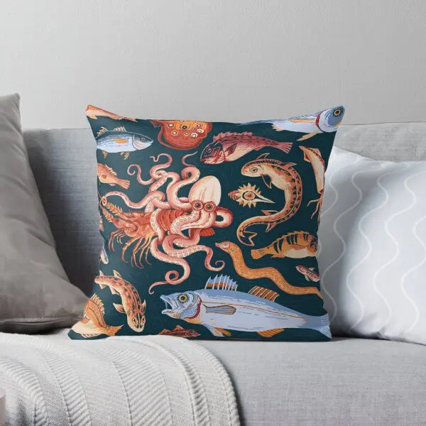 

Pompeii Marine Mosaic Printing Throw Pillow Cover Decor Throw Square Bed Sofa Decorative Soft Pillows not include One Side