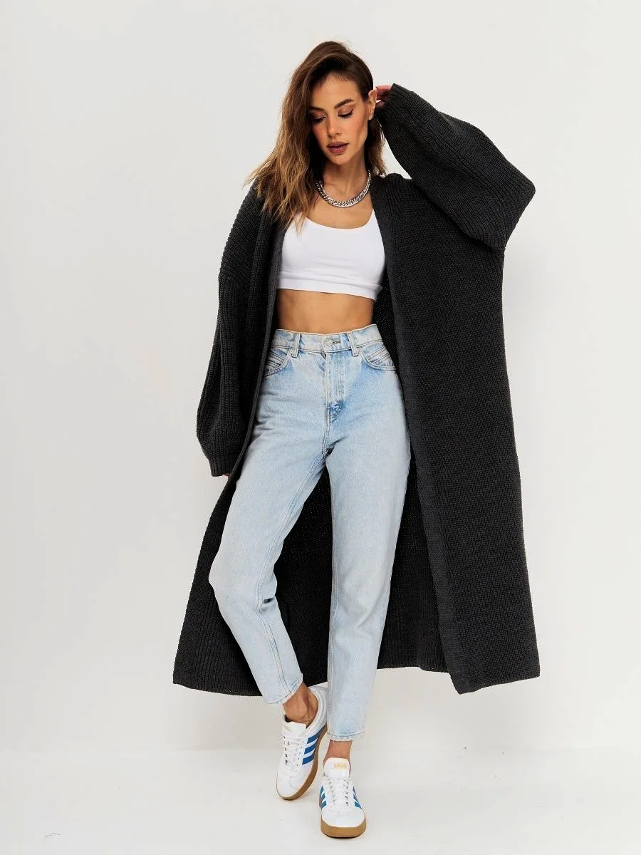 Women Long Cardigan Solid Sweater Long Sleev Knit Coat Streetwear Jumpers Jacket Casual Knitwears Autumn Warm Winter Clothing