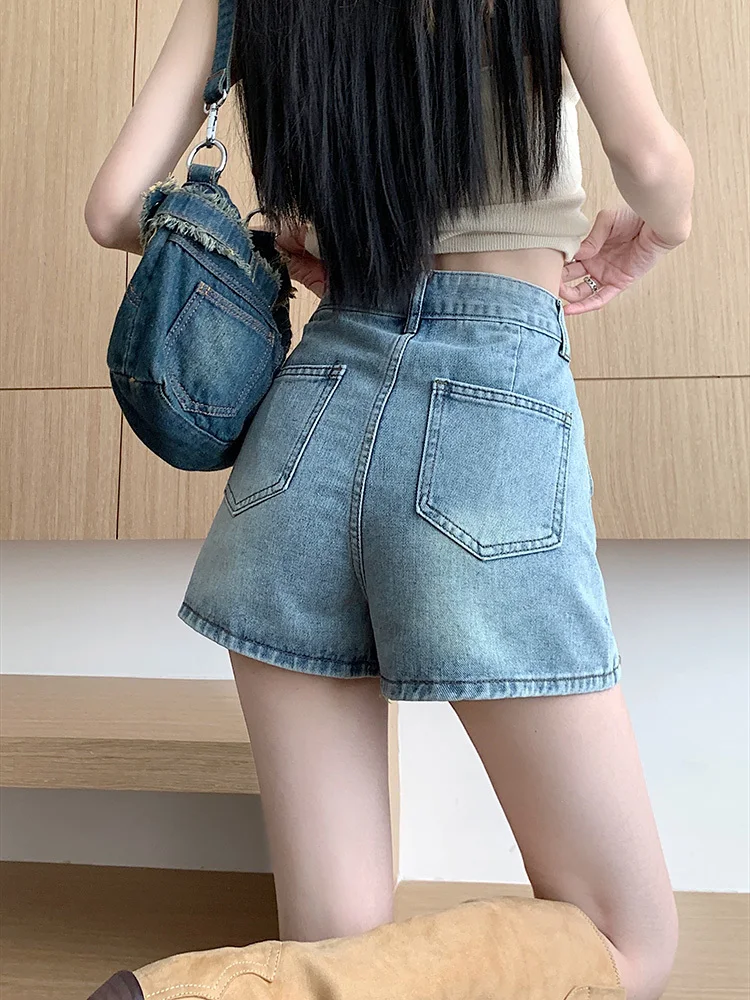 2023 Verão Nova Chegada Falso Duas Peças Irregular Denim Shorts Saia Mulheres Jeans Curto Streetwear