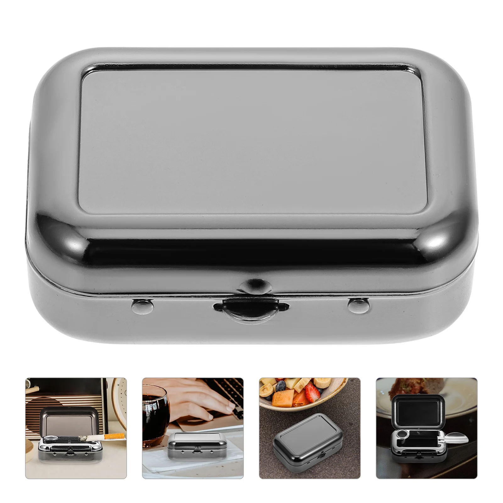 

Stainless Steel Mini Pocket Ashtray Portable Compact Ash Holder For Travel Outdoor Smoking Use Waterproof Wear-Resistant Metal