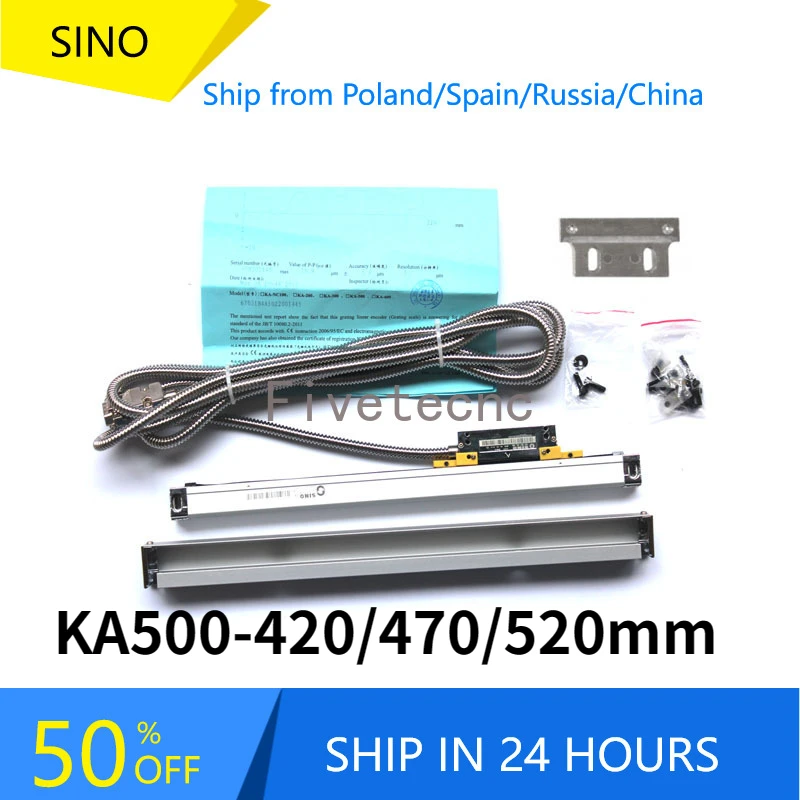 Sino Ka500 420 470 520 570 mm Original Sino Magro Linear Escala Seta Codificador Linear Resolução 5um 0.005 mm