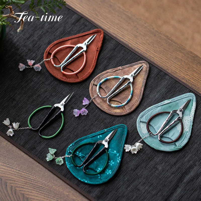 Retro Tea Bag Scissors Handmade Pendant Chinese Knife Yunnan Pu'er Tea Tea Knife Needle Tea Tool Tea Ceremony Tea Accessories