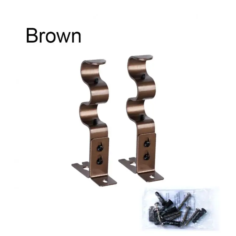 2pcs Adjustable Double Curtain Brackets Holder for 3/4 Inch Curtain Rod