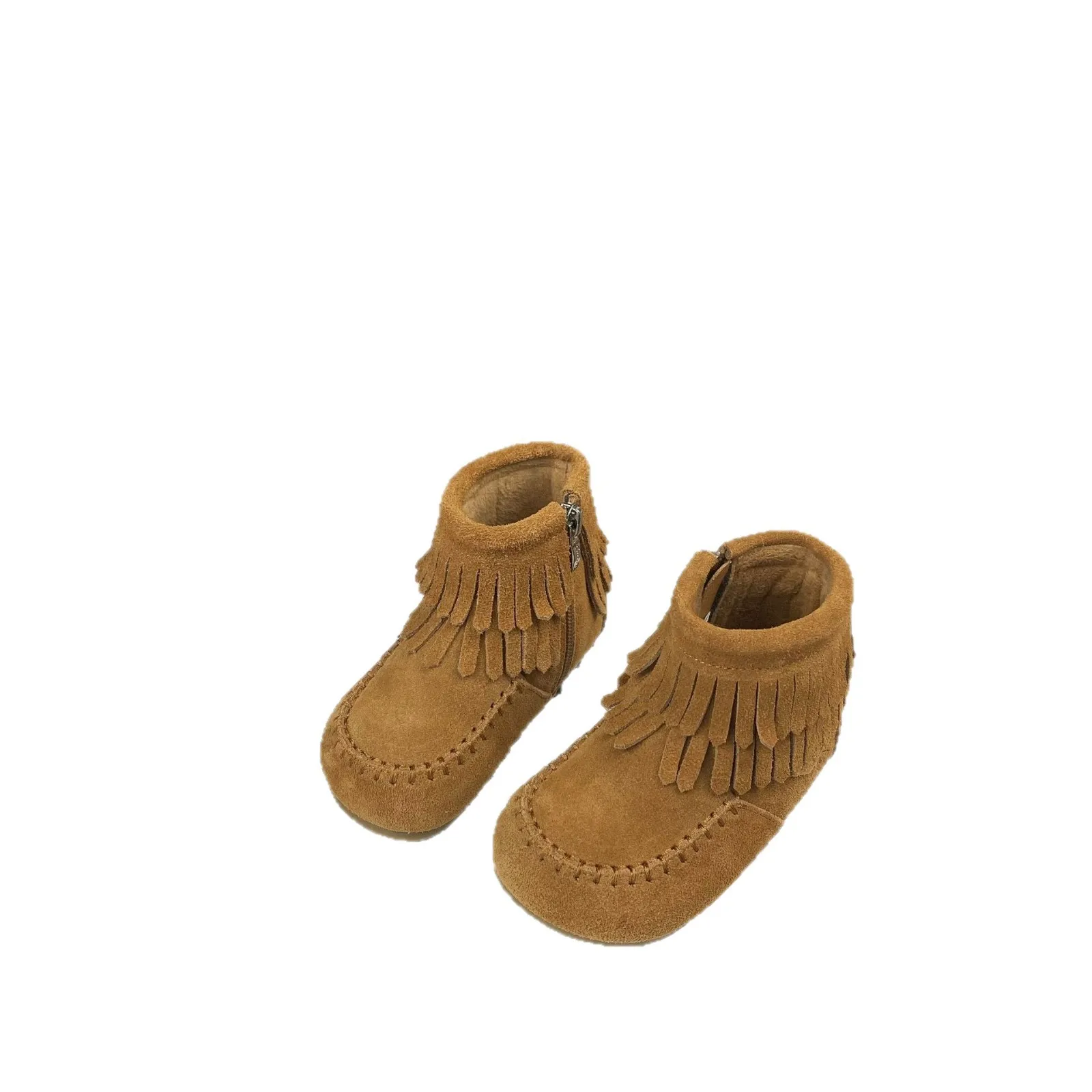 

Новые зимние детские замшевые верхние ботинки в стиле ретро для девочек, теплые кожаные ботинки для малышей, универсальные флисовые ботильоны в корейском стиле