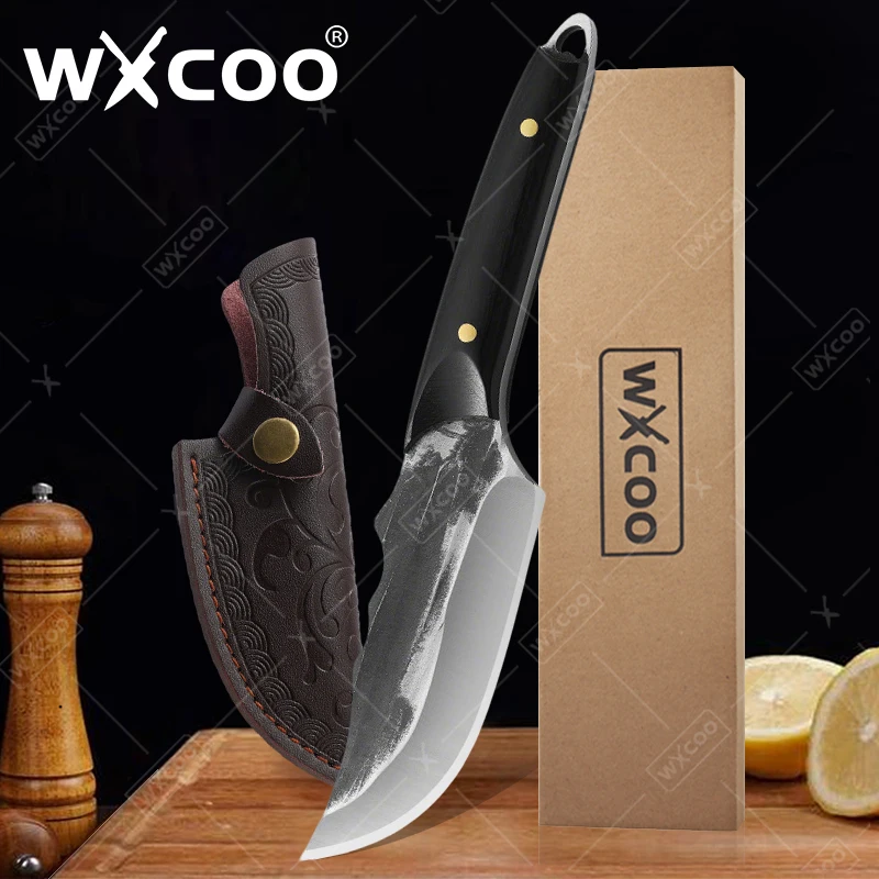 

WXCOO Forged Hammer Boning Knife Kitchen Meat Knife Cleaver Butcher Fruit Paring Stainless Steel Slicing Knives with Cover