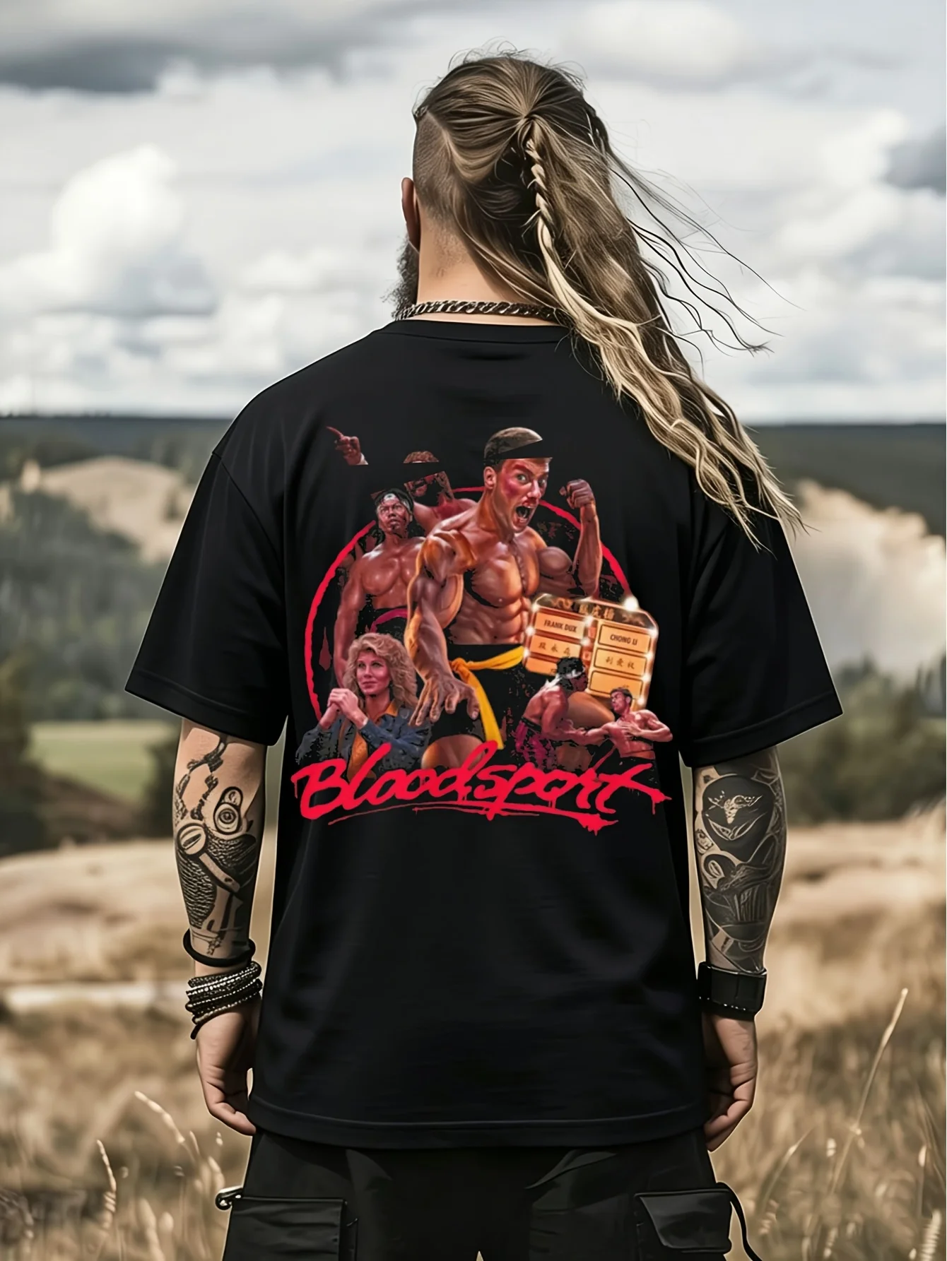 Men's Vintage Blood Battleie T-shirt Featuring Claude Van Damme Actionie Design Soft Classic Fit Martial Arts Shirt