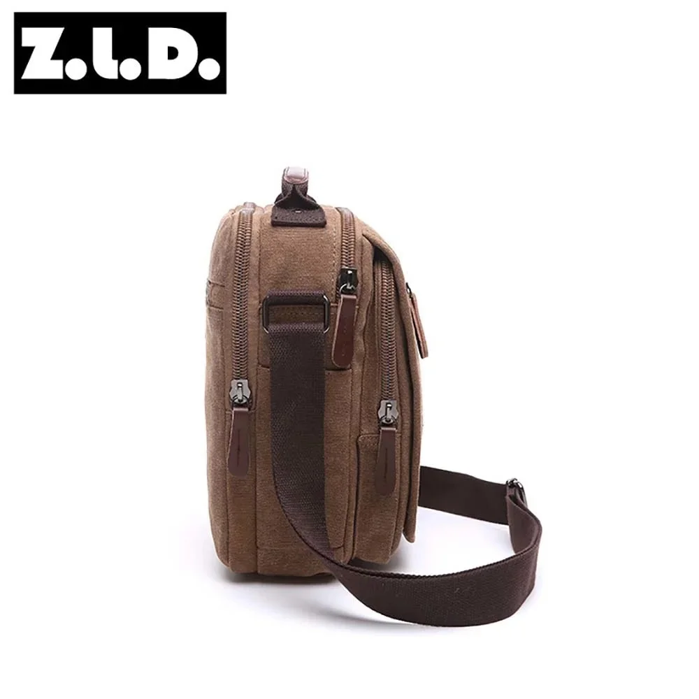 solid color canvas small vertical section square shape handbag men shoulder bag