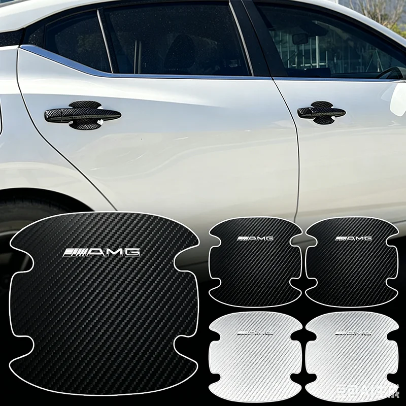 

4PCS Car Door Handle Protection 3D Sticker Emblem Accessories For Mercedes Benz GLE GLC A B C E Class W176 W246 W205 W213 AMG