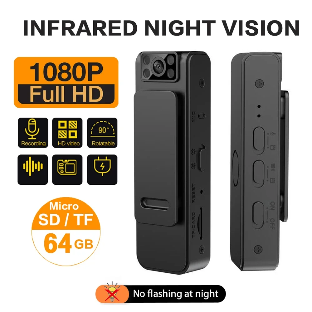 

HD 1080P Mini Camera for Driving Recorder Handheld Back Clip Law Enforcement Instrument Infrared Night Vision WiFi Portable