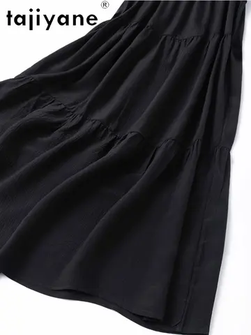 TAJIYANE 100% Äkta Mulberry Sidenklänningar 2025 Dam Sommar Svart Linneklänning Eleganta Långa Klänningar Damkläder платье женское 10 best sales 100 sidenklänningar - №9