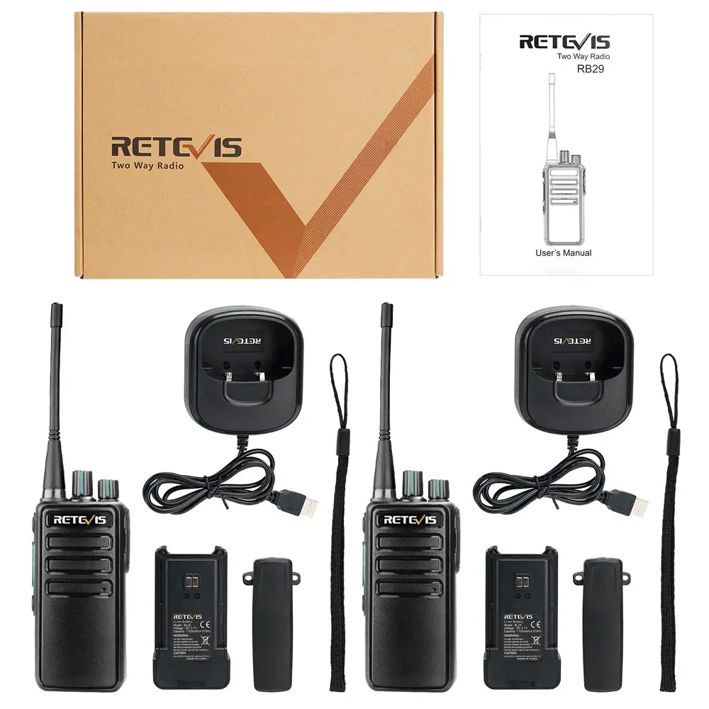 Walkie Talkie 2 Pieces Retevis Walkie-talkies PMR 446 RB629 Long Range Legal Portable Two-way Radio ht for Hotel Factory Hunting