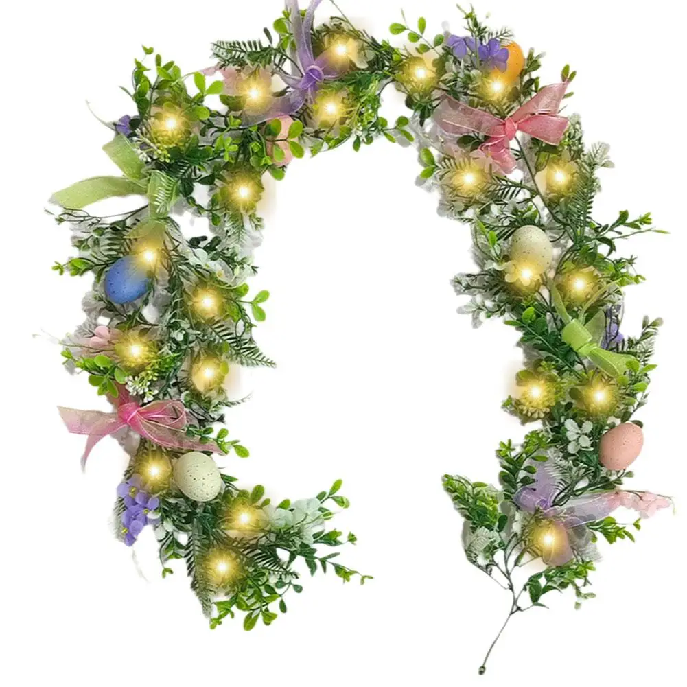 1.8 M อีสเตอร์ Garland พวงหรีดประดิษฐ์สําหรับด้านหน้าประตูแขวนจี้สําหรับ Window Wall Home Decor C3d7
