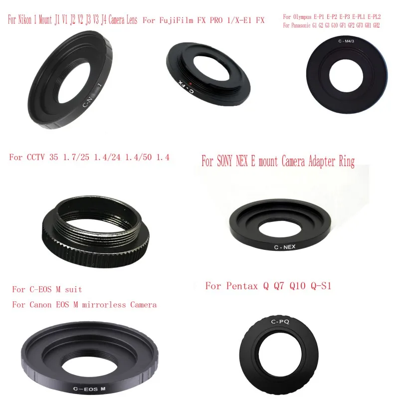 Adapter Ring C Mount Movie Lens Macro ring For C-FX C-PQ C-EOSM C-N1 NEX  C-M4/3  CCTV Movie Lens