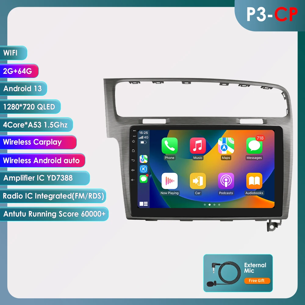 Android 14 autoradio voor Volkswagen VW Golf 7 2013 - 2017 Carplay 2DIN 360 camera multimediaspeler GPS auto intelligente systemen