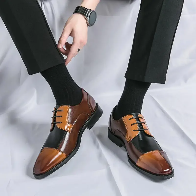 

Leather Shoes Men's Party Korean-Style British Casual Black Leather Shoes Business Formal Wear Bridesmaid Suit