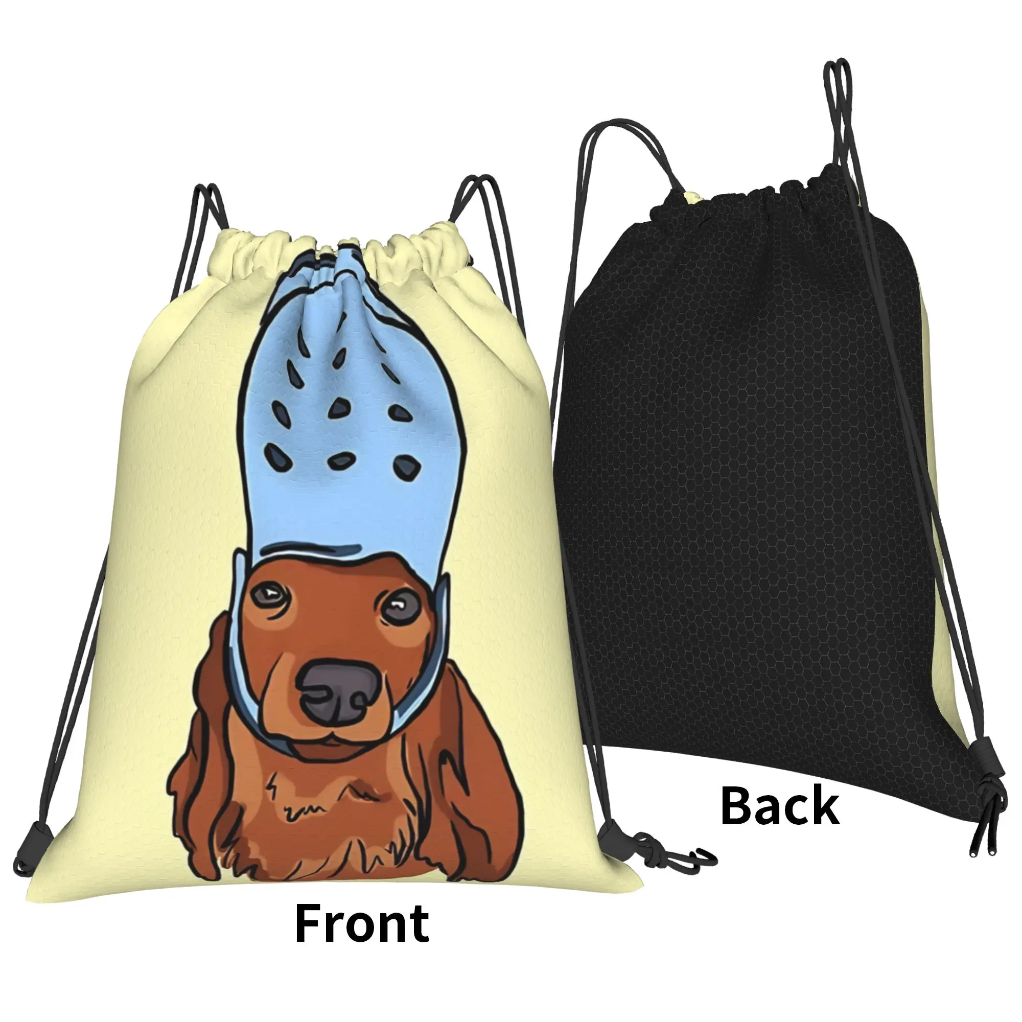 Dog meme Sausage Dog With Croc Portable Hiking Riding Gym Drawstring Storage Sporty Backpacks