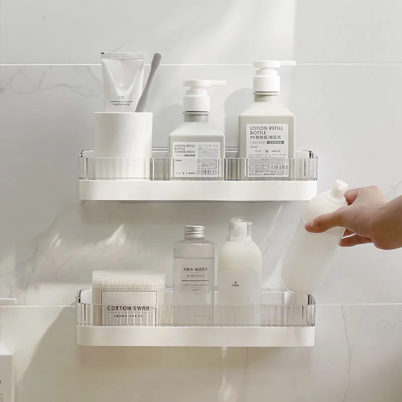 White Non Perforated Bathroom Shelf Floating Shelf for Wall Shelves Shower Hardware Bathroom Shelf Wall Storage Rack