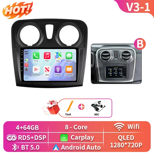 Android 16 Auto Voor Renault Dokker Lodgy Dacia 2012-2020 Radio Multimedia Speler Android Auto Carplay Head Unit navigatie Gps