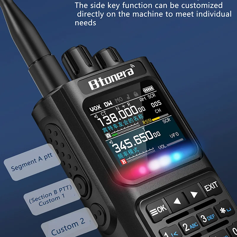 BTDX BT-8000 10W Full Band Ham Radio Amateur 2 Way Radio 256CH Walkie Talkie AM Air Aviation Band Color Scanner Marine NOAA Scan