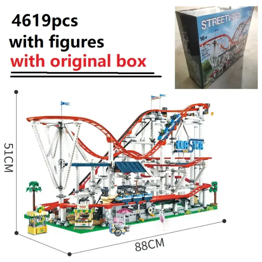 

With Original Box With Motor Roller Coaster Compatible 15039 10261 Model 4619PCS Building Blocks Bricks Kid Birthday Gifts