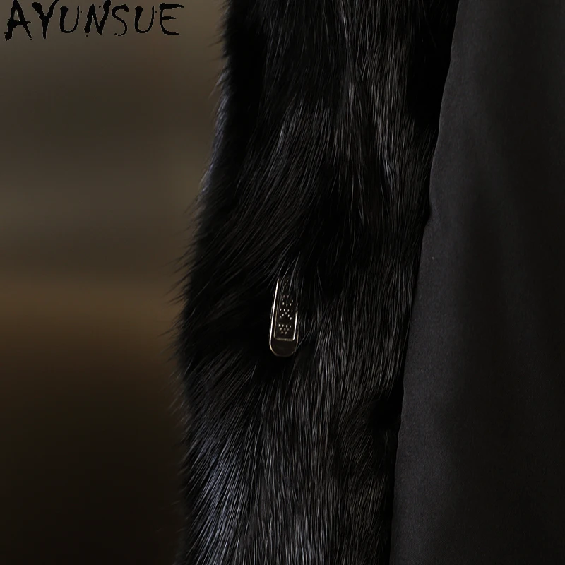 AYUNSUE Mink Fur Vest for Woman 2025 New Black Vest Woman Coat Winter Autumn Clothes Luxury Clothing for Woman Manteau Femme