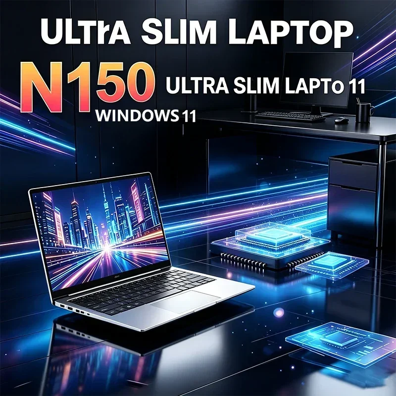 15.6 Inch Full HD IPS Laptop 120Hz Screen Intel Core N150 Processor 32GB RAM 2TB SSD Backlit Keyboard Life for Entertainment