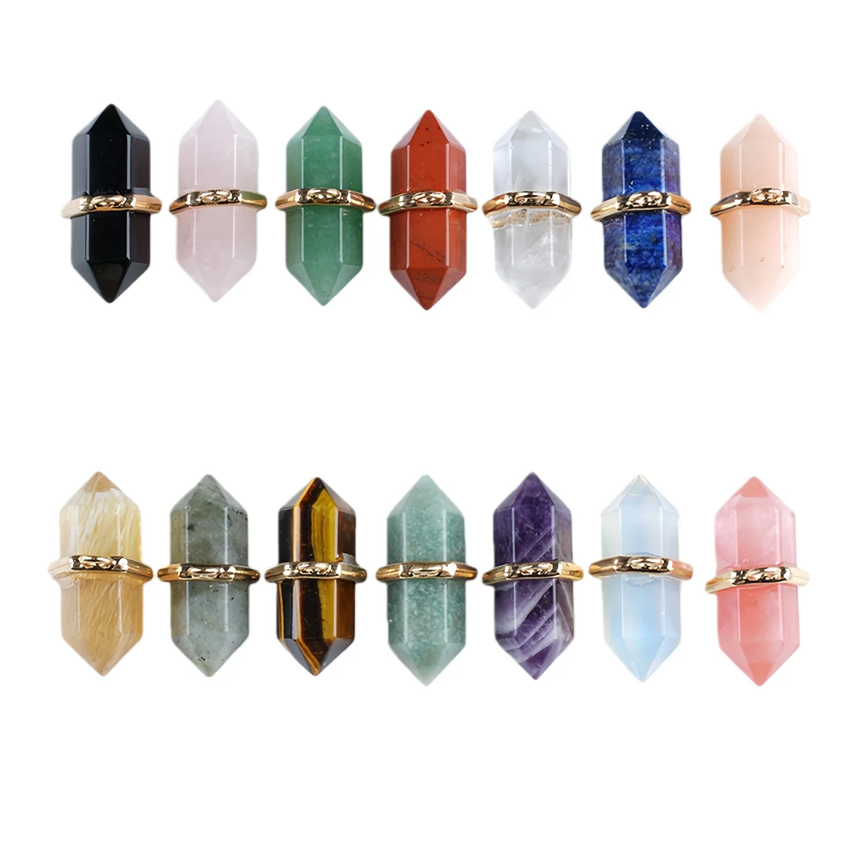 شفاء شقرا الأحمر جاسبر مزدوجة إنهاء سداسية الأحجار الكريمة قلادة لصنع المجوهرات النساء الرجال اليوغا قلادة سحر #3