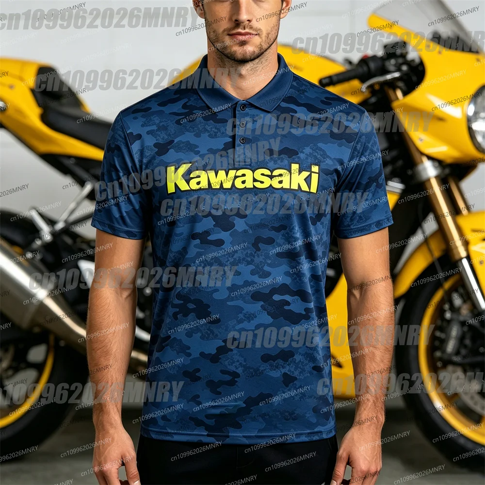 

3D Print MOTO Sleeve Shirt Kawasaki Logo Men polo t-shirt Women T Shirt Kawasaki Motorcycle Logo